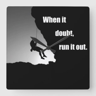 Motivational rock climbing square wall clock