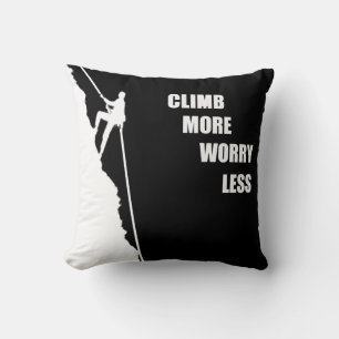 Motivational rock climbing throw pillow