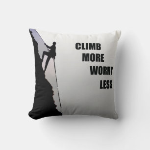Motivational rock climbing throw pillow