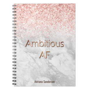 Motivational Rose Gold Glitter Personalized  Notebook
