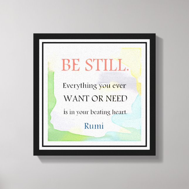 Motivational Rumi Quote-Inspirational Canvas Print (Front)