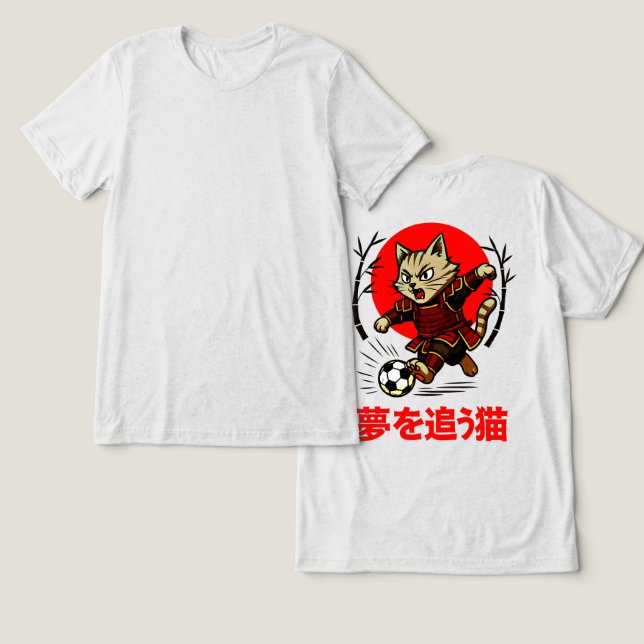 Motivational Samurai Cat - Gift for Anime & Sports Tri-Blend Shirt (Design Front & Back)