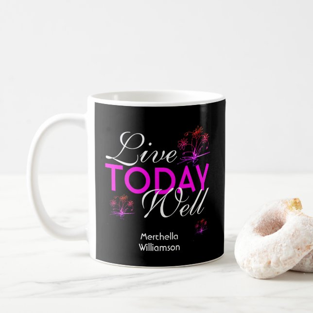 Motivational Scripture LIVE TODAY WELL Eph 5:16 Coffee Mug (With Donut)