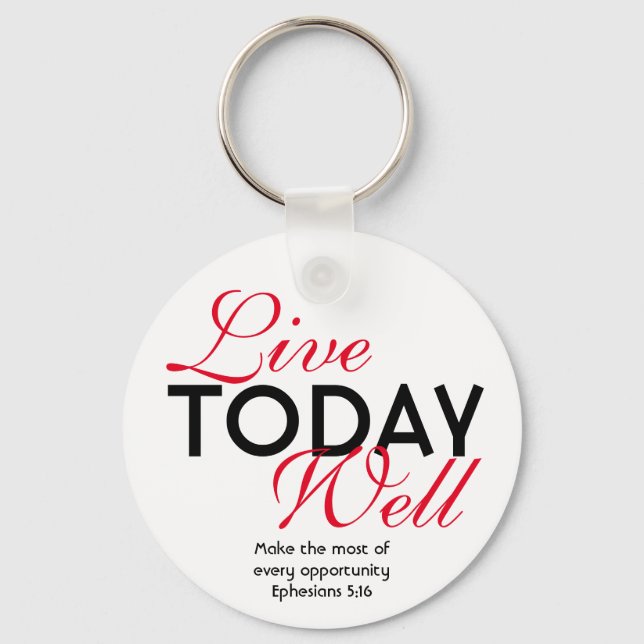 Motivational Scripture LIVE TODAY WELL Ephesians Keychain (Front)