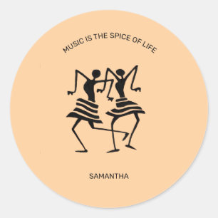 Motivational, Silhouette Celebration Dancers  Classic Round Sticker