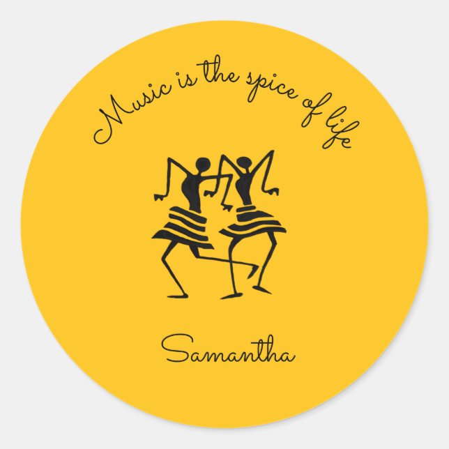 Motivational, Silhouette Celebration Dancers  Classic Round Sticker (Front)