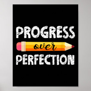 Motivational Student Progress Over Perfection Funn Poster