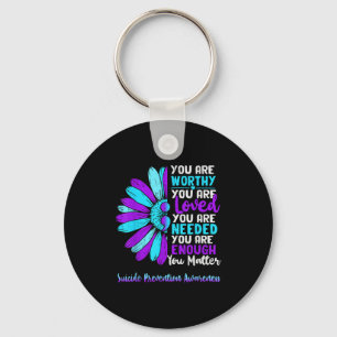 Motivational Suicide Prevention Awareness Teal Pur Keychain