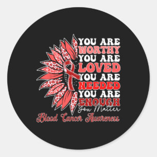 Motivational Sunflower Blood Cancer Awareness Men Classic Round Sticker