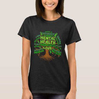 Motivational Support Green Tree Mental Health Awar T-Shirt