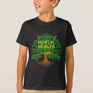 Motivational Support Green Tree Mental Health Awar T-Shirt