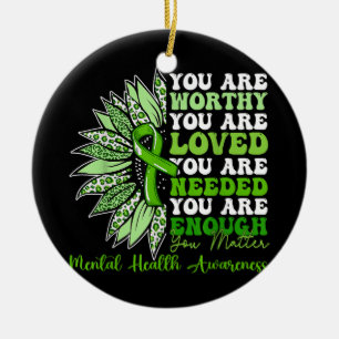 Motivational Support Warrior Mental Health Awarene Ceramic Ornament