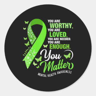 Motivational Support Warrior Mental Health Awarene Classic Round Sticker