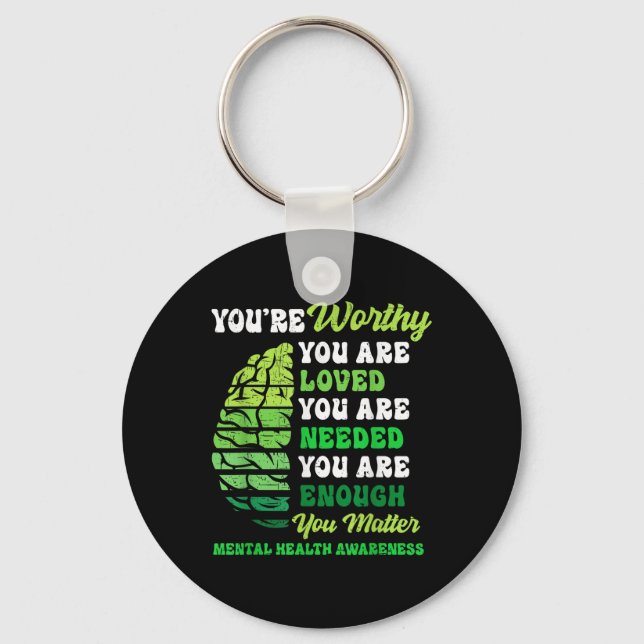 Motivational Support Warrior Mental Health Awarene Keychain (Front)