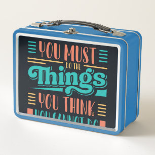Motivational t shirt design metal lunch box