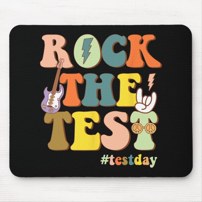 Motivational Teacher Student Rock The Test Testing Mouse Pad (Front)