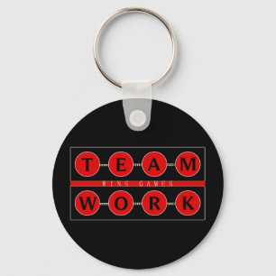 Motivational TEAMWORK Wins Games Keychain