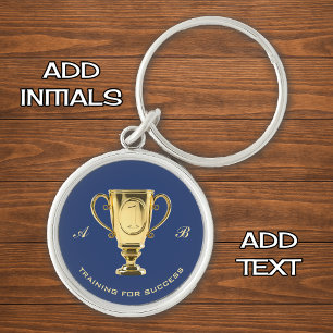 Motivational training for success monogram keychain