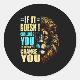 Motivational Training Workout Fitness Quotes Lion  Classic Round Sticker