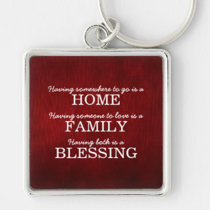 Motivational Typography Family Quote Keychain
