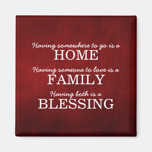 Motivational Typography Family Quote Magnet (Front)