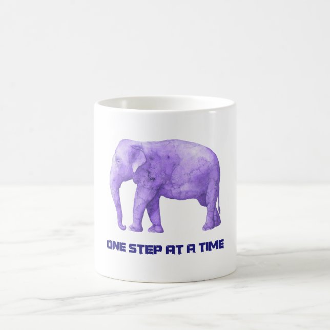 Motivational Typography Purple Watercolor Elephant Coffee Mug (Center)