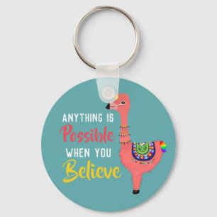 Motivational Unifllama: Unicorn-Flamingo-llama Keychain