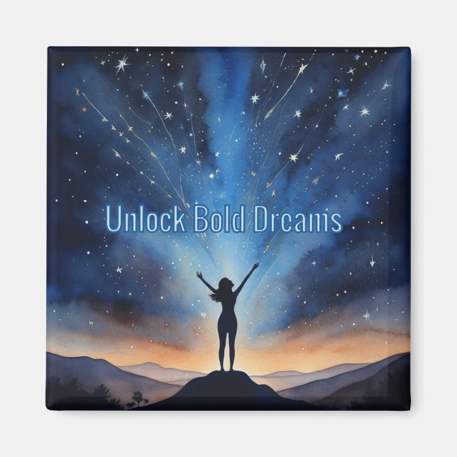 Motivational Unlock Bold Dreams Positivity Magnet (Front)