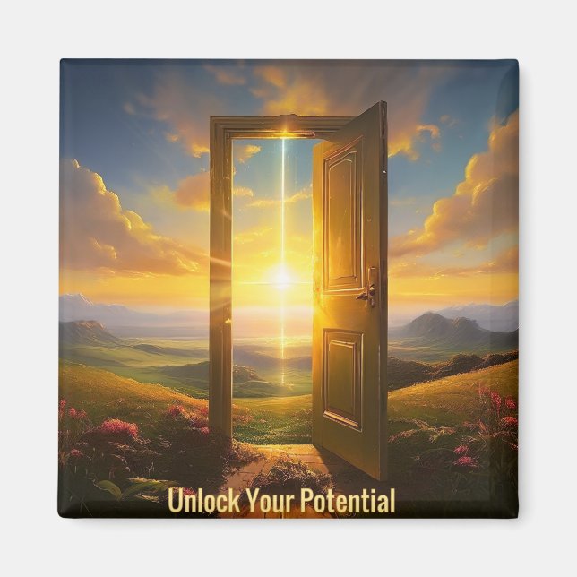 Motivational Unlock Your Potential Positivity Magnet (Front)