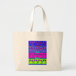 Motivational Vibrant "Eat Love & Play" Art Print Large Tote Bag