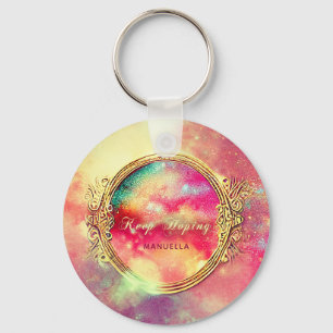 Motivational Waterclor Galaxy Crystal Ball Custom  Keychain