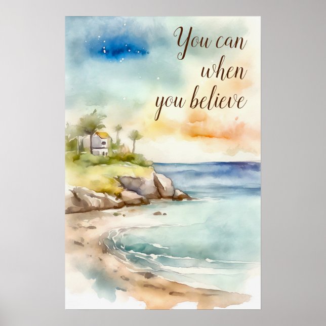 Motivational Watercolor Wall Art Poster 5 (Front)