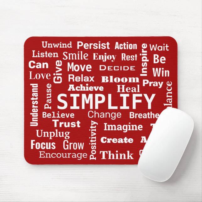 Motivational Word Cloud On Red Mouse Pad (With Mouse)