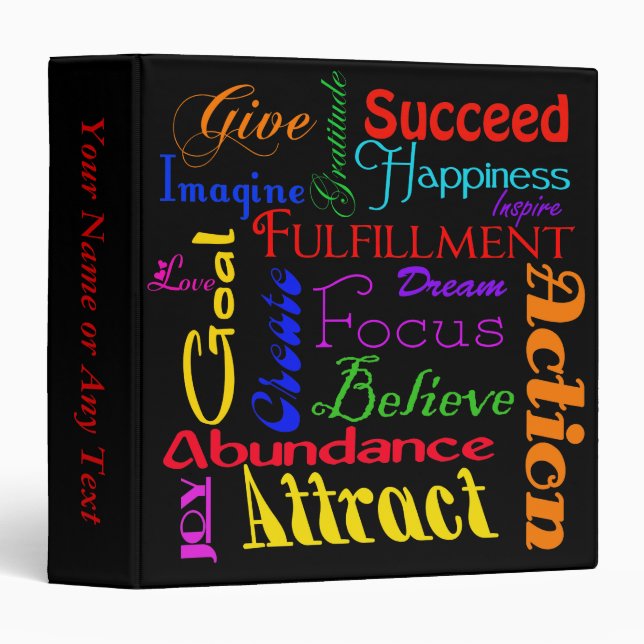 Motivational Word Collage Classeur (Devant/Côté)