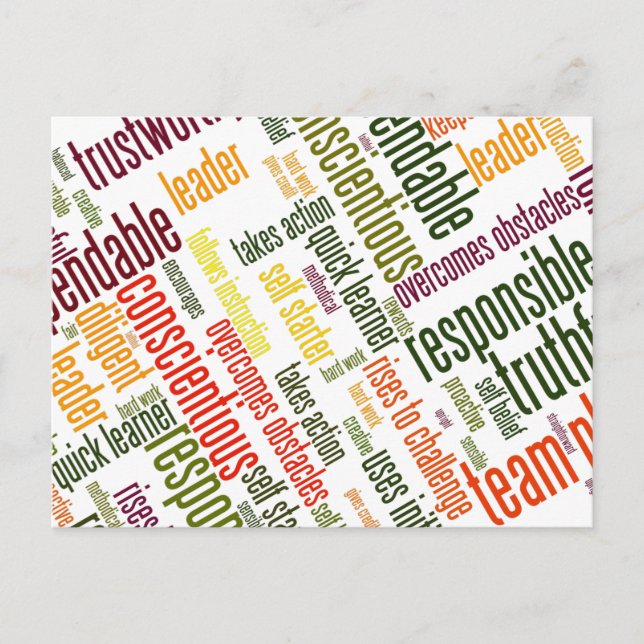 Motivational Words #4 positive values Postcard (Front)