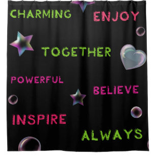 Motivational Words and Neon Shapes