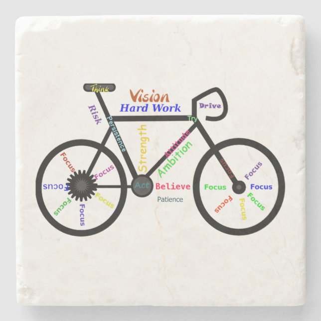 Motivational Words, Biking, Cycling, Bike Men Stone Coaster (Front)
