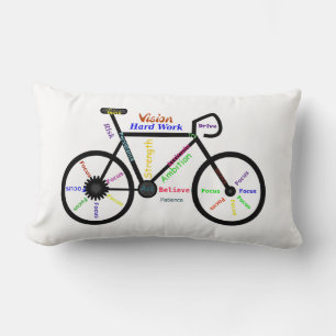 Motivational Words, Biking, Cycling, Bike  Mens Lumbar Pillow