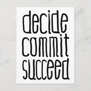 Motivational Words Decide Commit Succeed Postcard