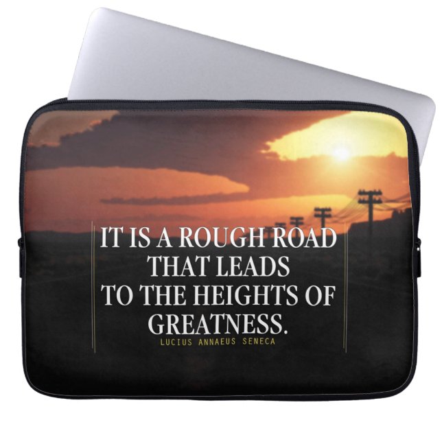 Motivational Words - Rough Road Leads to Greatness Laptop Sleeve (Front)