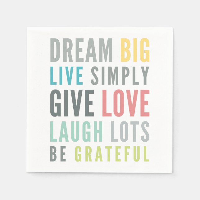 MOTIVATIONAL WORDS TO LOVE BY modern typography Napkin (Front)