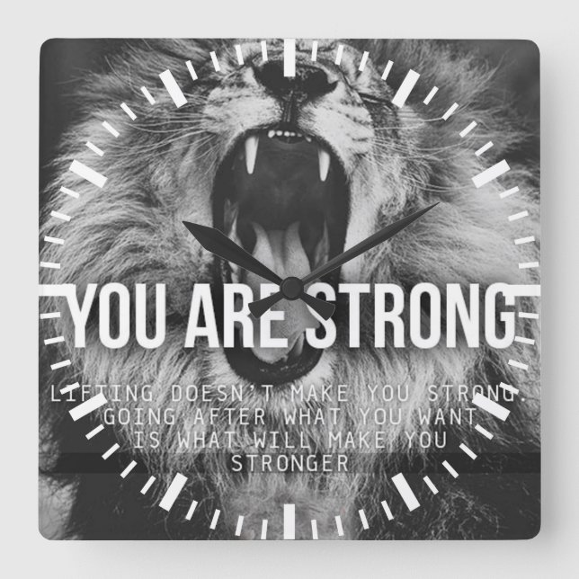 Motivational Words - You Are Strong Square Wall Clock (Front)