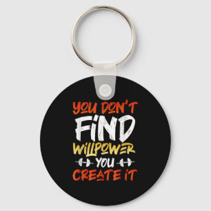 Motivational Workout Willpower Quote Dumbbell Grap Keychain