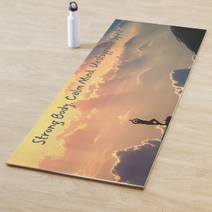 Motivational Yoga Mat Strong Body, Calm Mind