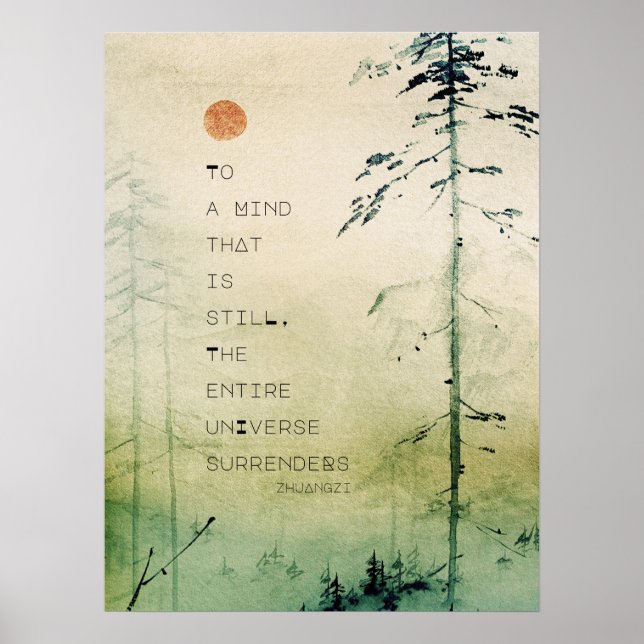 Motivational Zen Quote Watercolor Landscape Poster (Front)
