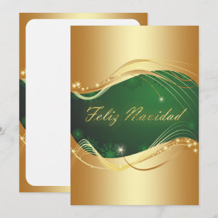 Motivo dorado de Navidad con fondo verde Holiday Card