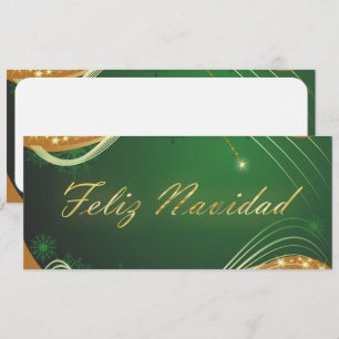 Motivo dorado de Navidad con fondo verde Holiday Card