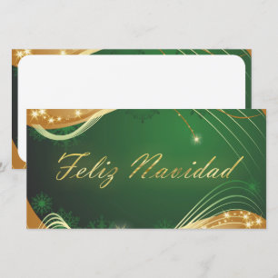 Motivo dorado de Navidad con fondo verde Holiday Card