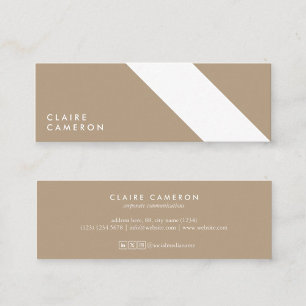 motivo geométrico moderno minimalista blanco beige mini business card