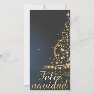 Motivo navideño azul con dorado árbol de navidad. holiday card